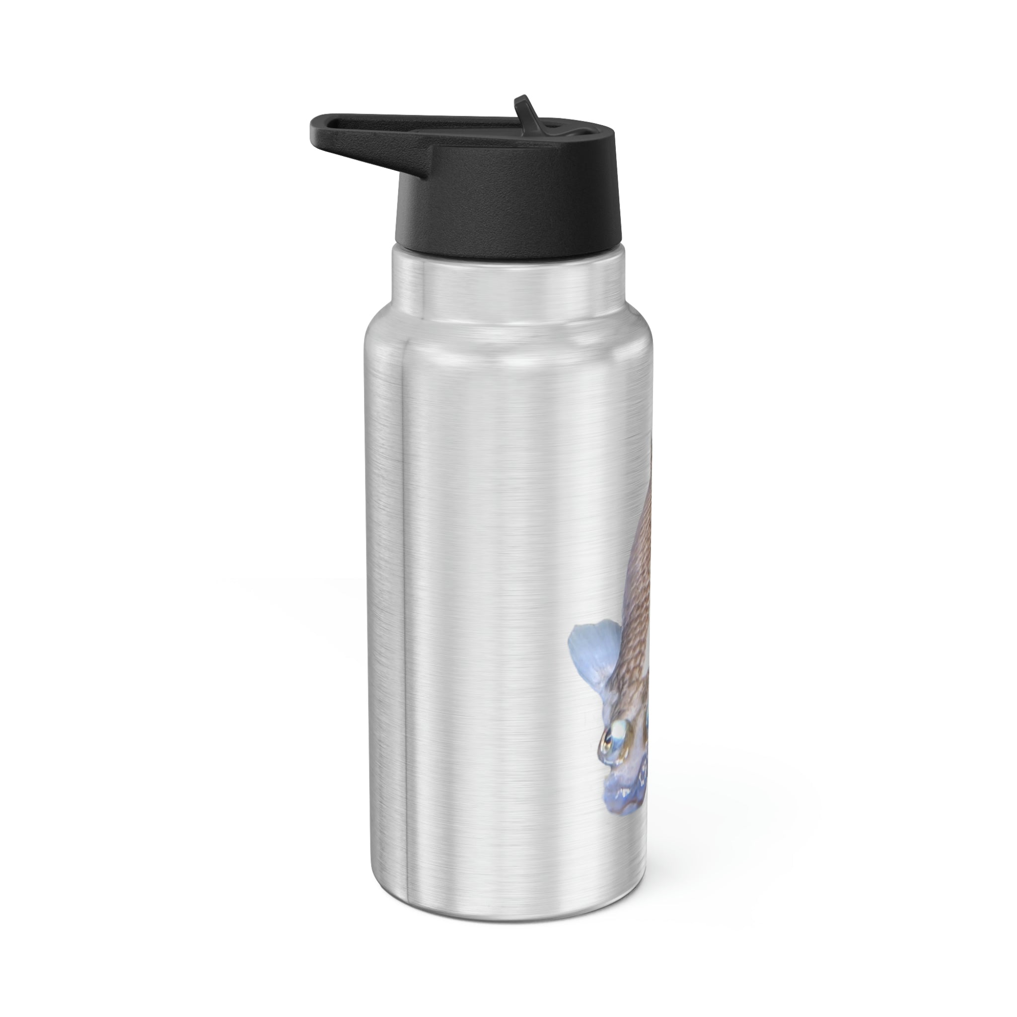 Koi Fish Gator Tumbler, 32oz, stainless steel with vibrant koi design and included plastic straw.