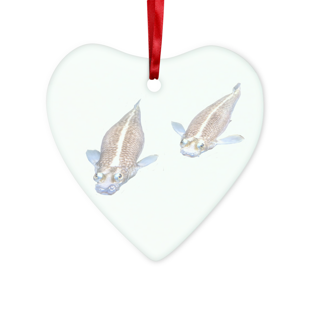 Koi Fish Glass Hanging Ornament with red ribbon and gold string, beautifully designed for festive decor.