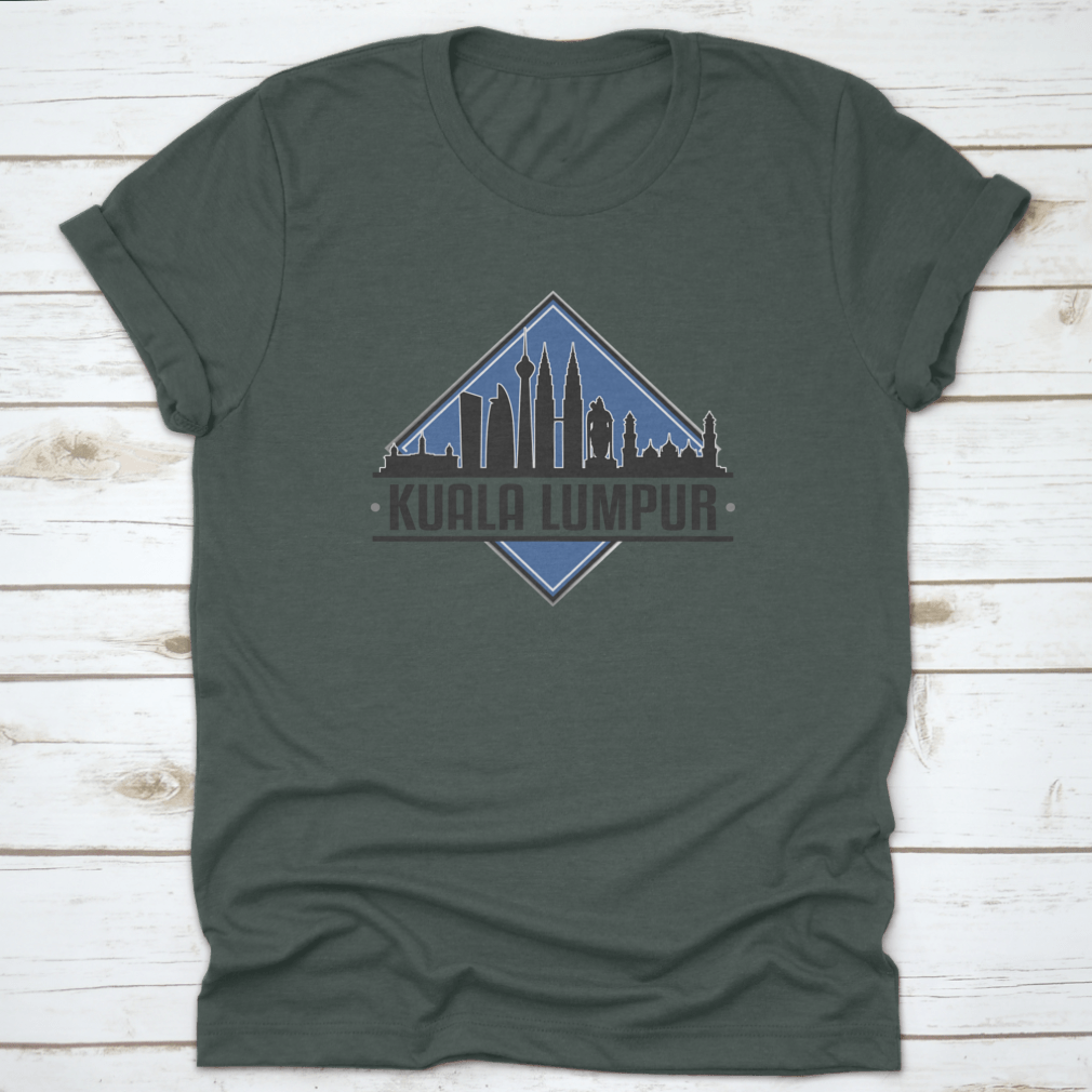 A stylish shirt featuring the Kuala Lumpur skyline design, showcasing iconic buildings and a vibrant landscape.