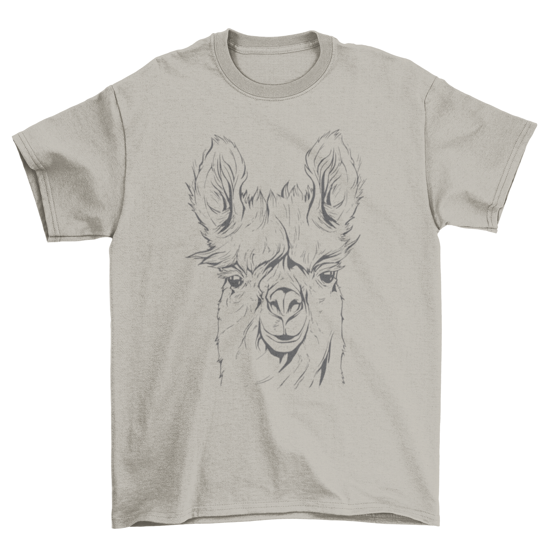 A stylish Llama Line Art T-shirt featuring a minimalist illustration of a llama in line style, perfect for casual wear.
