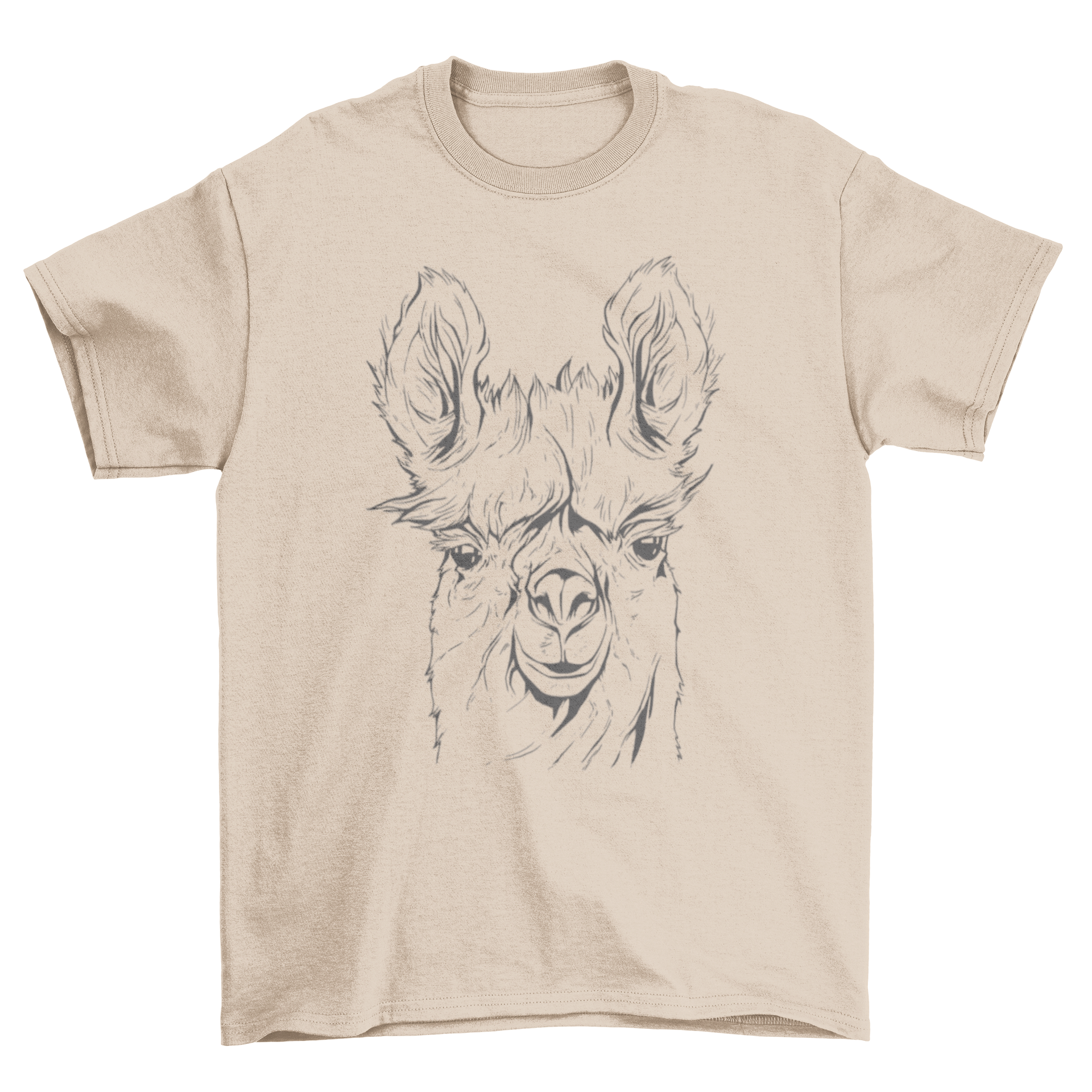 A stylish Llama Line Art T-shirt featuring a minimalist illustration of a llama in line style, perfect for casual wear.