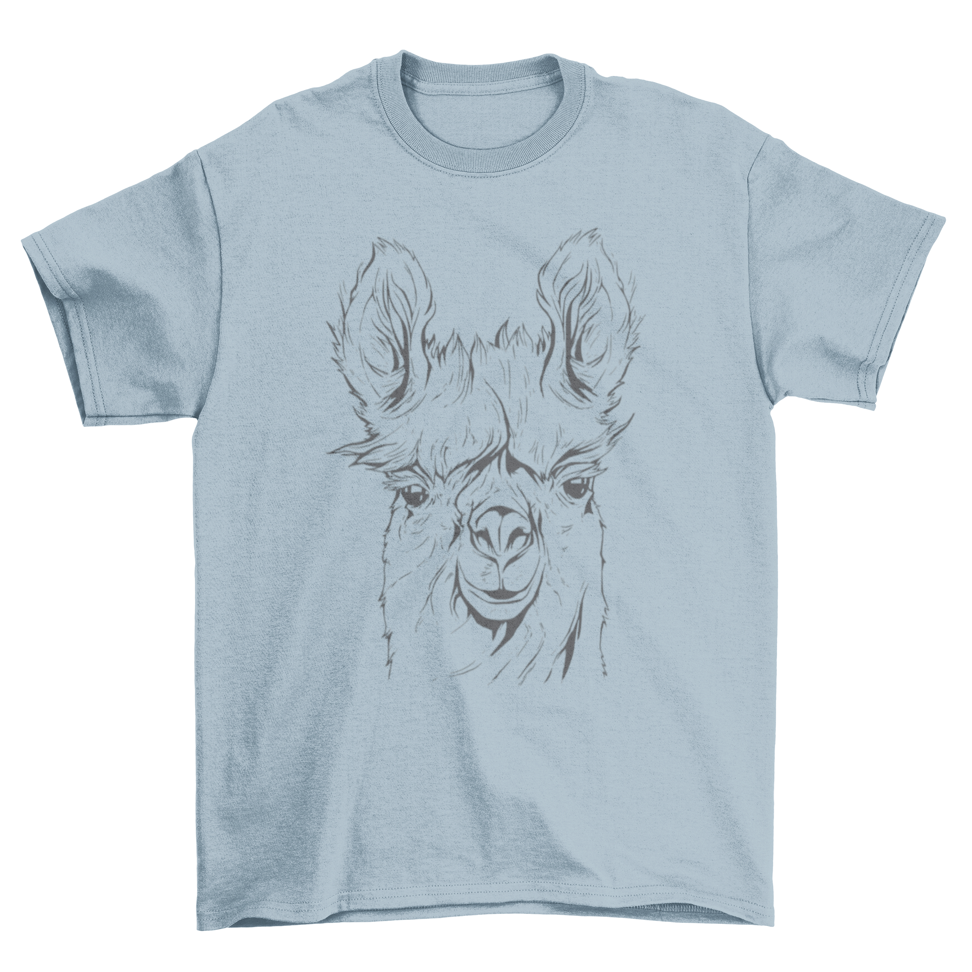 A stylish Llama Line Art T-shirt featuring a minimalist illustration of a llama in line style, perfect for casual wear.