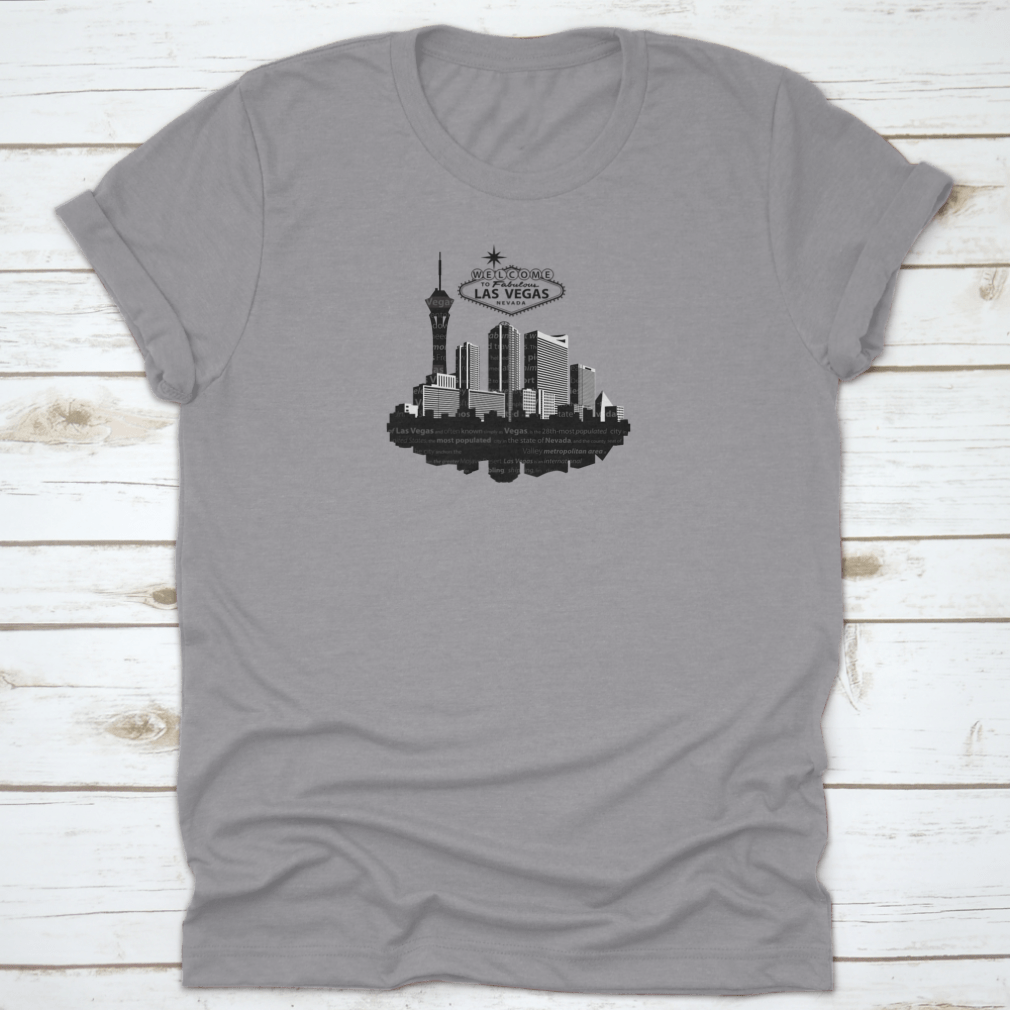 A detailed vector illustration of the Las Vegas city skyline featuring iconic buildings and landmarks.