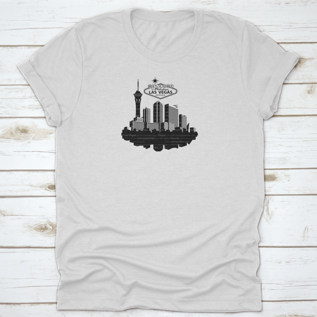 A detailed vector illustration of the Las Vegas city skyline featuring iconic buildings and landmarks.