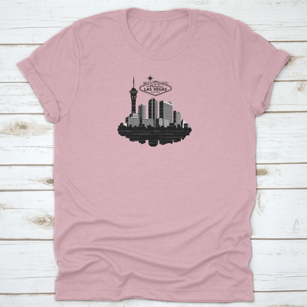 A detailed vector illustration of the Las Vegas city skyline featuring iconic buildings and landmarks.