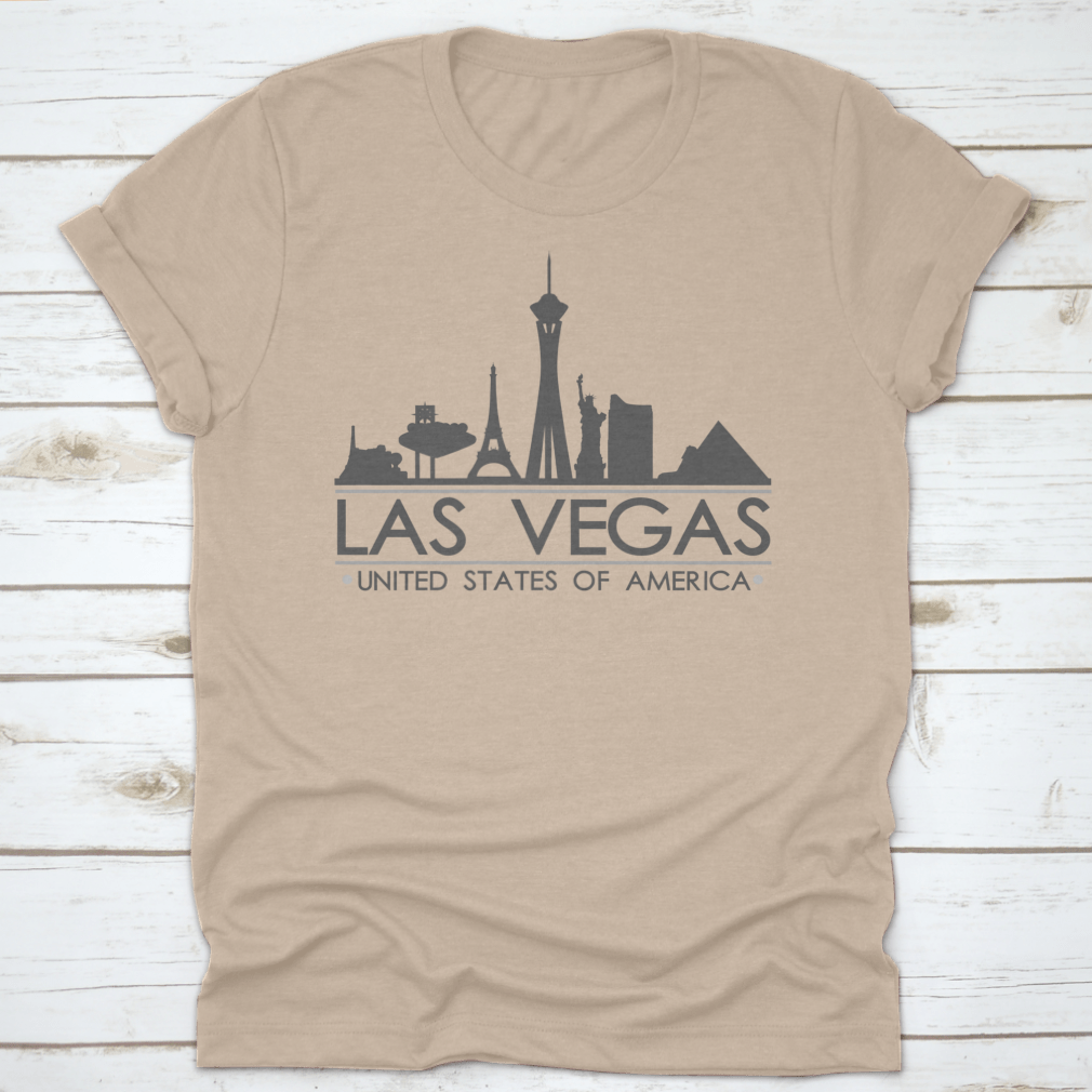 Las Vegas Nevada Skyline Silhouette design showcasing iconic city landmarks in a stylish vector art format.