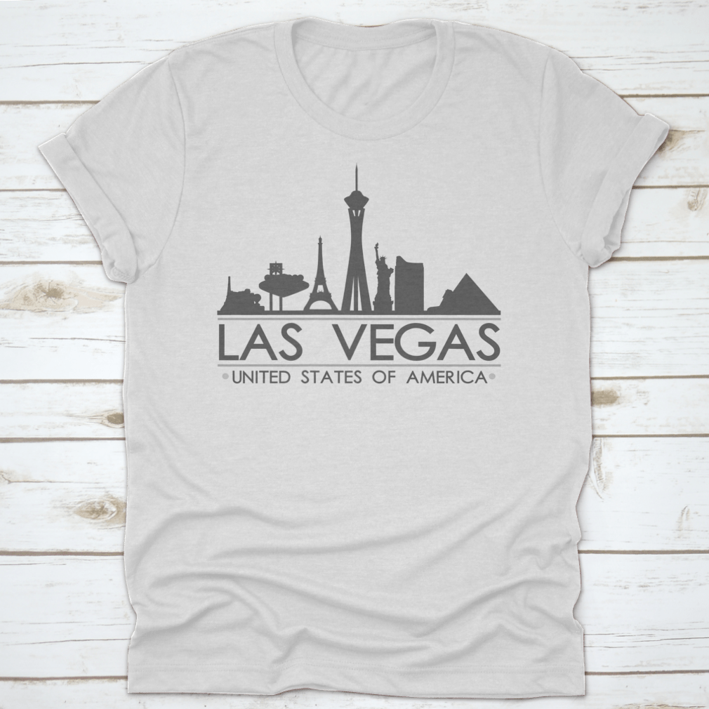 Las Vegas Nevada Skyline Silhouette design showcasing iconic city landmarks in a stylish vector art format.