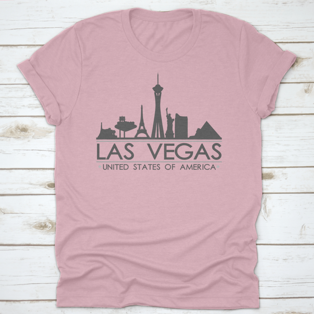 Las Vegas Nevada Skyline Silhouette design showcasing iconic city landmarks in a stylish vector art format.
