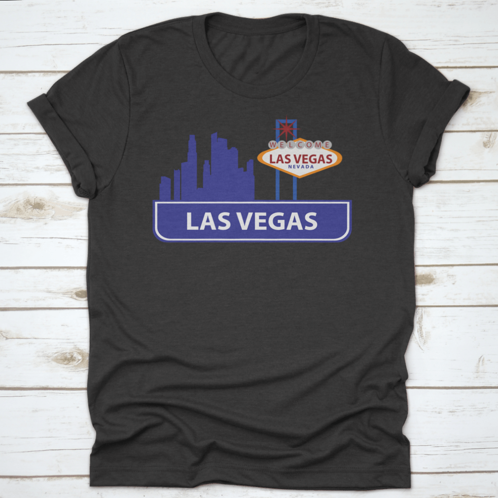 Stylish typographic design vector art featuring the Las Vegas skyline, showcasing iconic buildings and vibrant text elements.