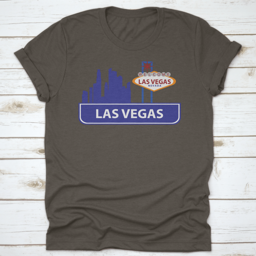 Stylish typographic design vector art featuring the Las Vegas skyline, showcasing iconic buildings and vibrant text elements.