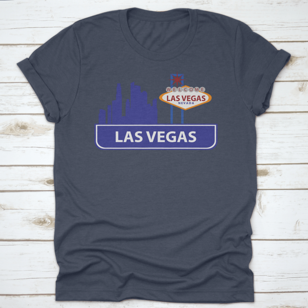 Stylish typographic design vector art featuring the Las Vegas skyline, showcasing iconic buildings and vibrant text elements.