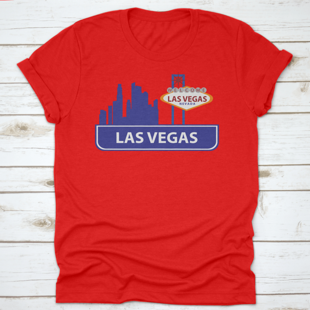 Stylish typographic design vector art featuring the Las Vegas skyline, showcasing iconic buildings and vibrant text elements.