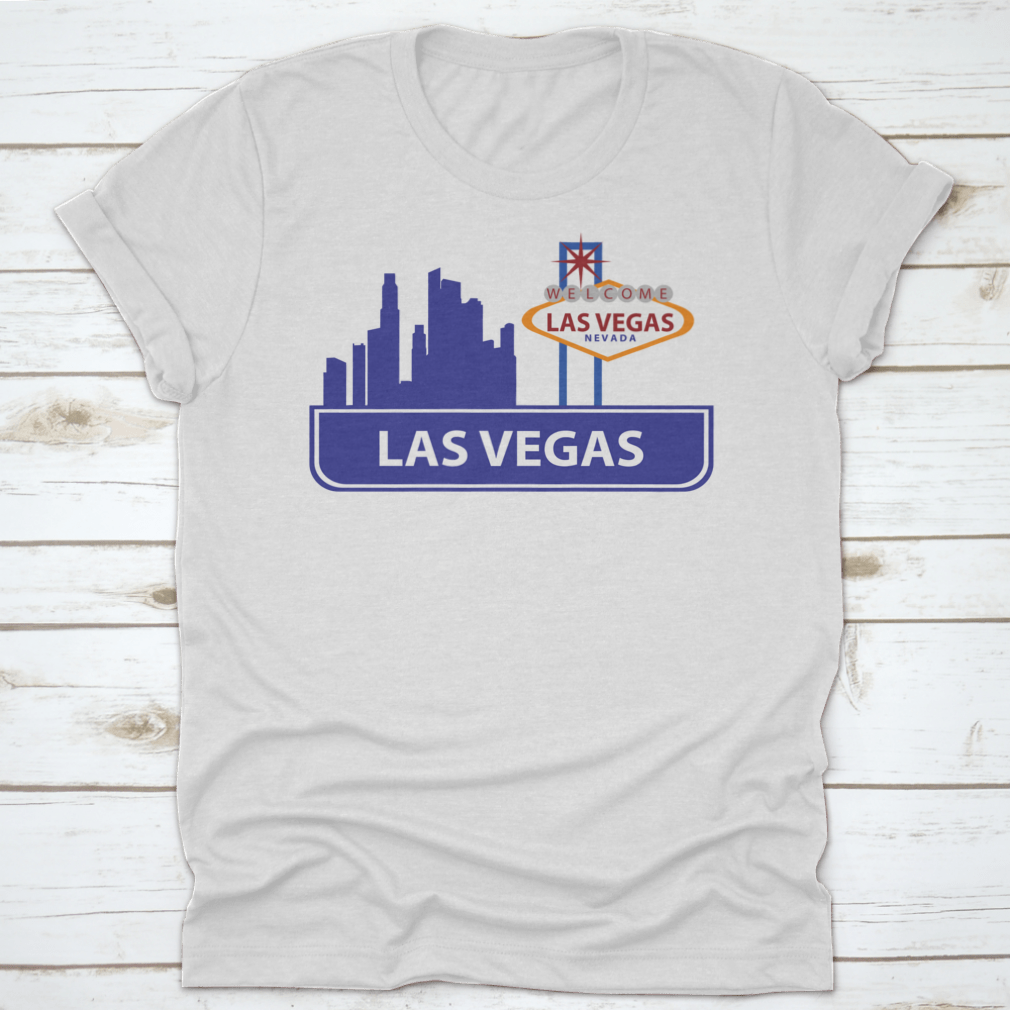 Stylish typographic design vector art featuring the Las Vegas skyline, showcasing iconic buildings and vibrant text elements.