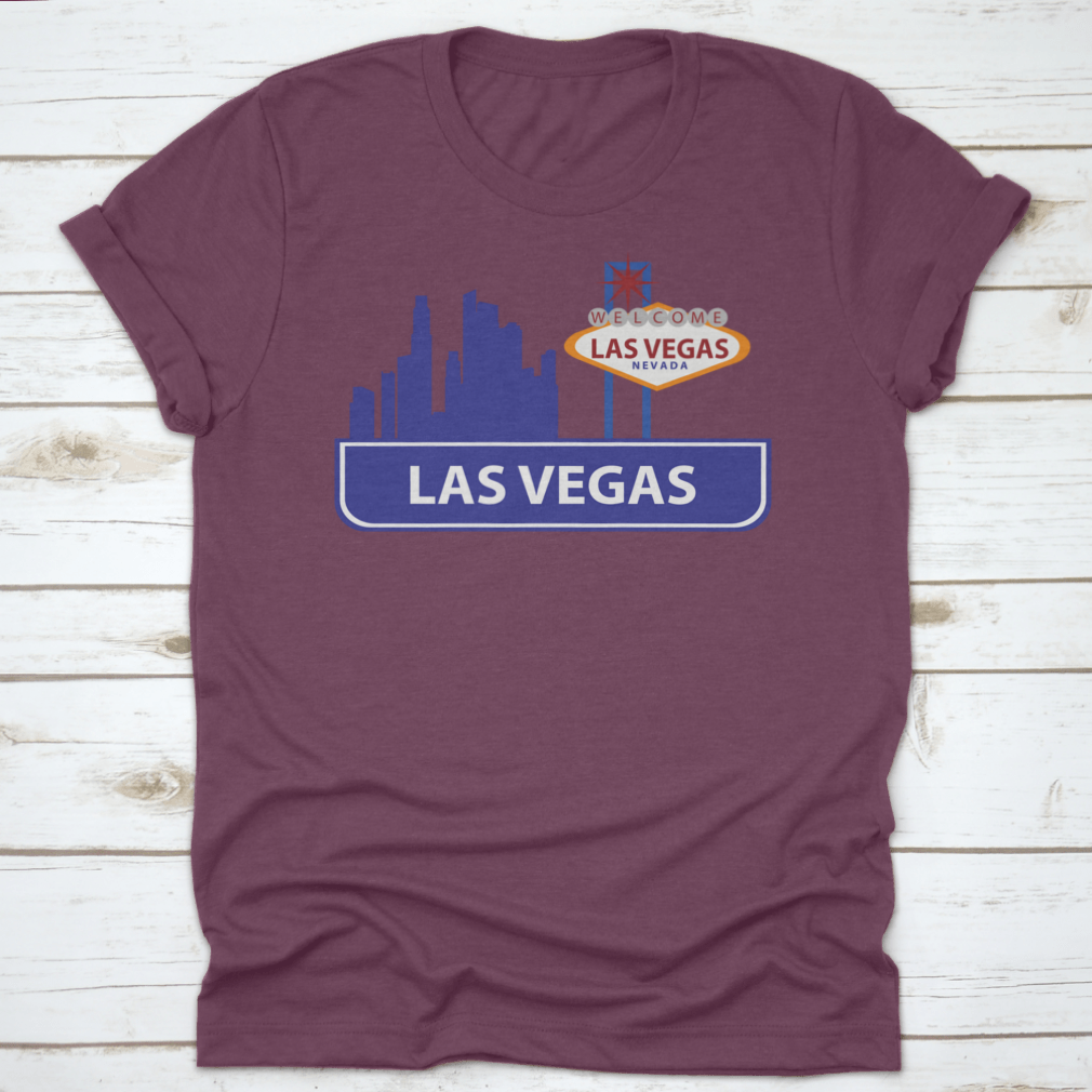 Stylish typographic design vector art featuring the Las Vegas skyline, showcasing iconic buildings and vibrant text elements.