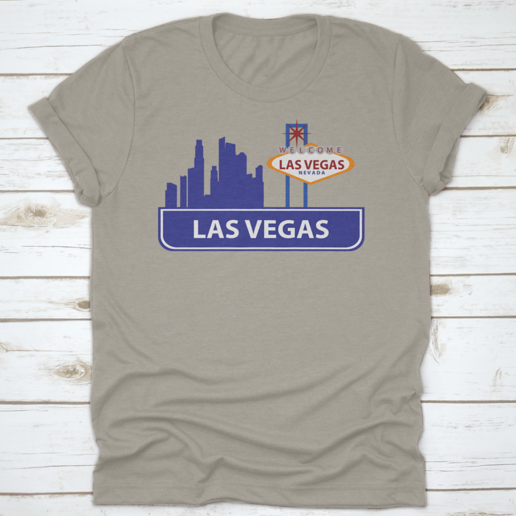 Stylish typographic design vector art featuring the Las Vegas skyline, showcasing iconic buildings and vibrant text elements.