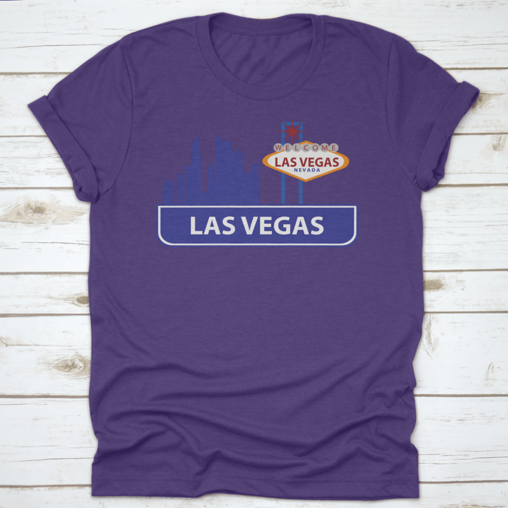 Stylish typographic design vector art featuring the Las Vegas skyline, showcasing iconic buildings and vibrant text elements.