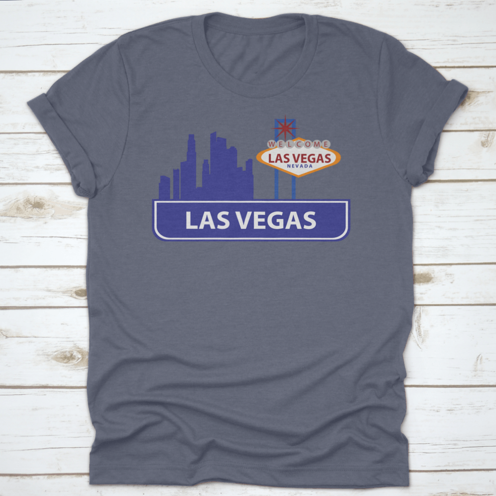 Stylish typographic design vector art featuring the Las Vegas skyline, showcasing iconic buildings and vibrant text elements.