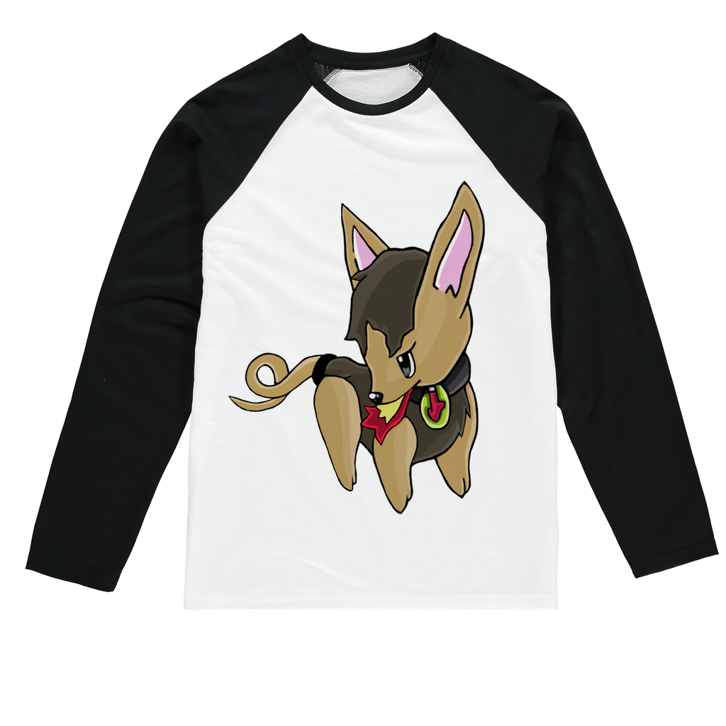 LB Sublimation Baseball Long Sleeve T-Shirt featuring long sleeves, crew neck, and mixed fabric design, ideal for sublimation printing.