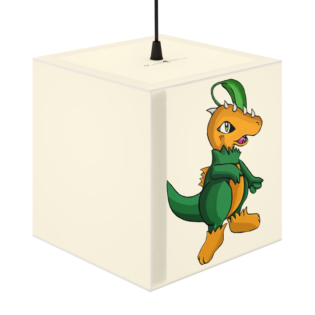 A stylish Leafasaur Personalized Lamp in a cube shape, showcasing its unique design and soft glow, perfect for home or shop decor.