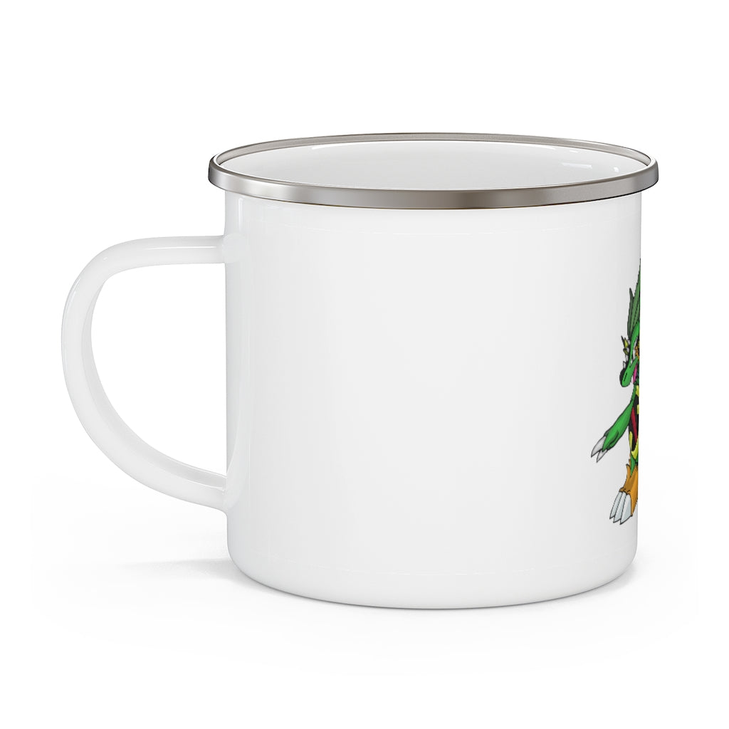 Ledinaking Enamel Camping Mug with a C-handle, featuring a personalized design and durable stainless steel construction.