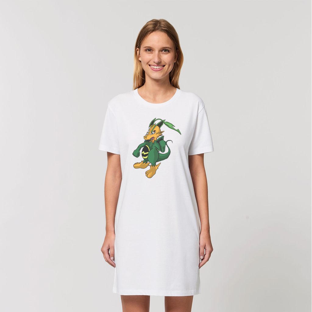 Ledino Organic T-Shirt Dress made from 100% organic cotton, featuring a stylish set-in sleeve design and soft-hand feel.