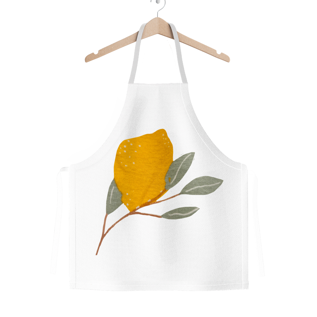 Lemon and Leaves Classic Sublimation Adult Apron featuring vibrant colors and a stylish design, perfect for cooking and crafting.