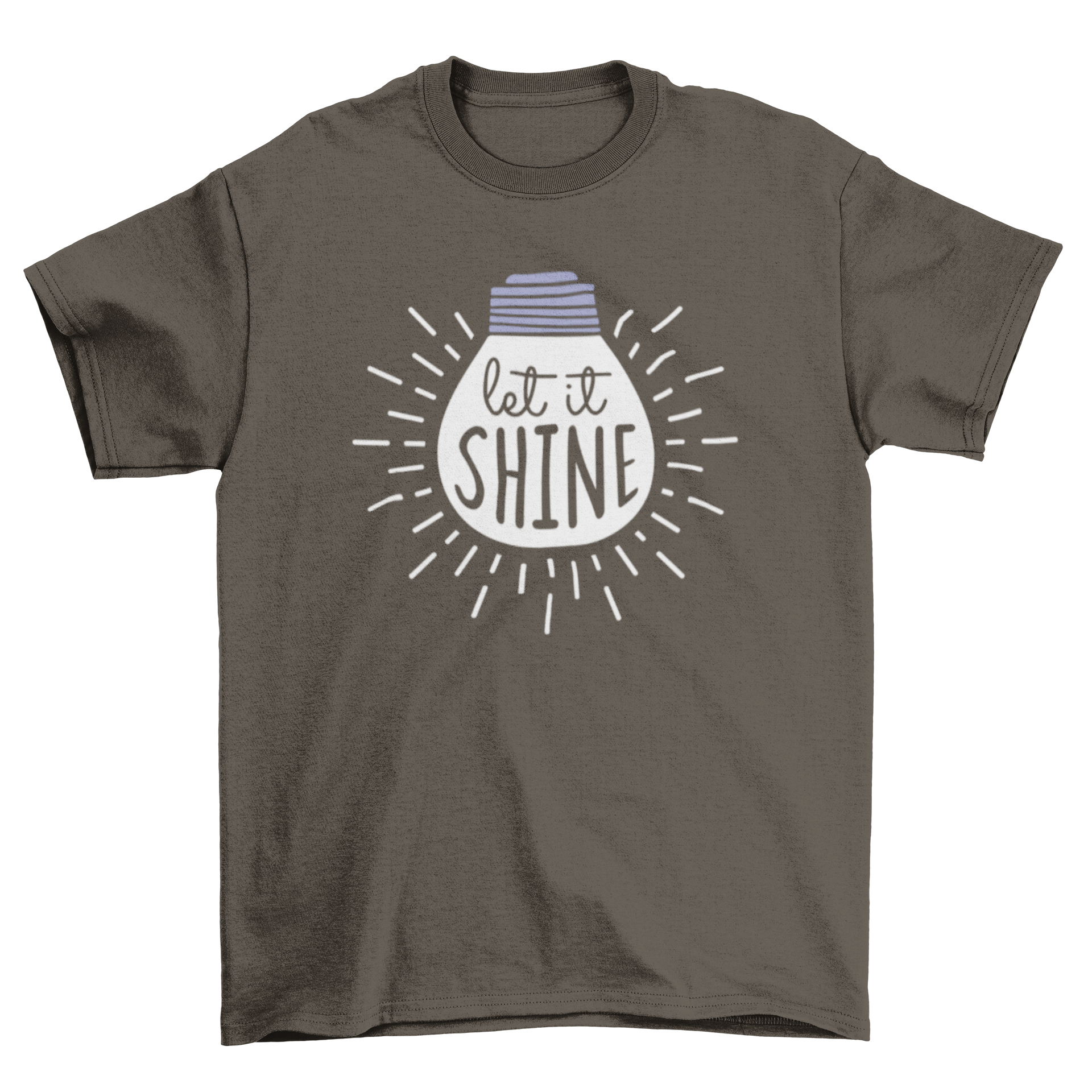 Let It Shine Text T-shirt featuring a light bulb design and inspirational text.
