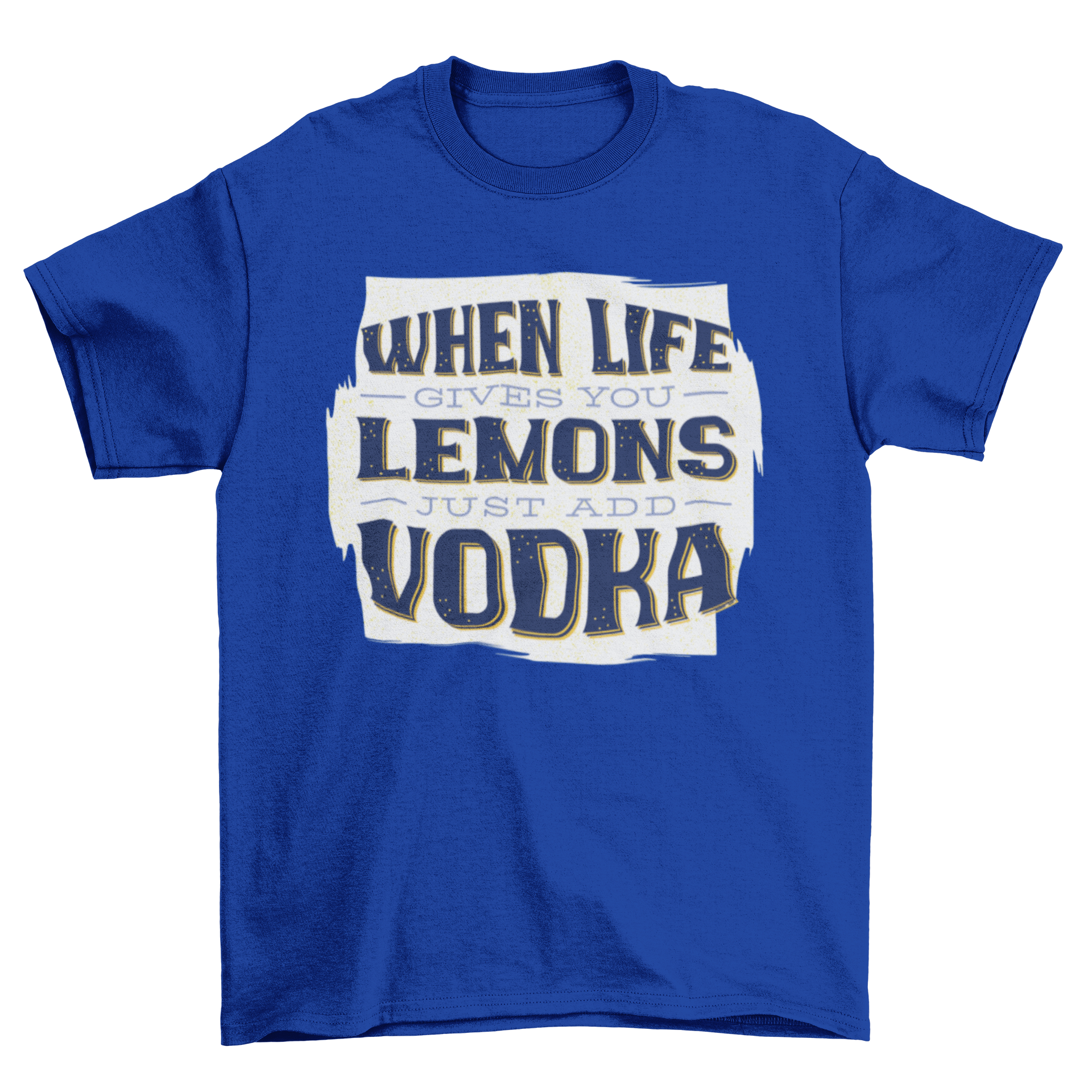 A stylish Lettering Drinking T-shirt featuring a humorous vodka quote in bold lettering.