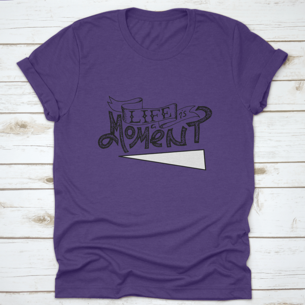 Life Is A Moment Black And White Motivational Poster featuring bold typography and minimalist design, perfect for inspiring positivity.