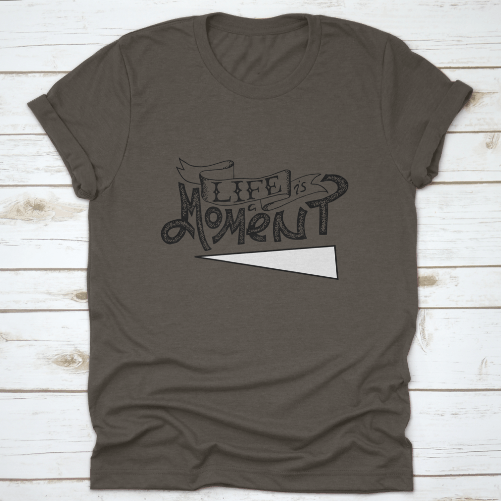 Life Is A Moment Black And White Motivational Poster featuring bold typography and minimalist design, perfect for inspiring positivity.