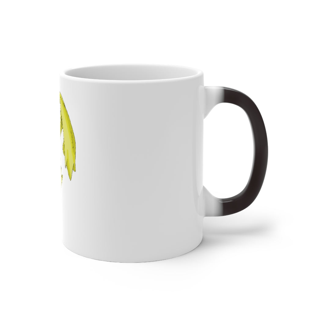 Lighender Color Changing Mug showcasing vibrant colors when filled with hot liquid, featuring a C-handle and rounded corners.