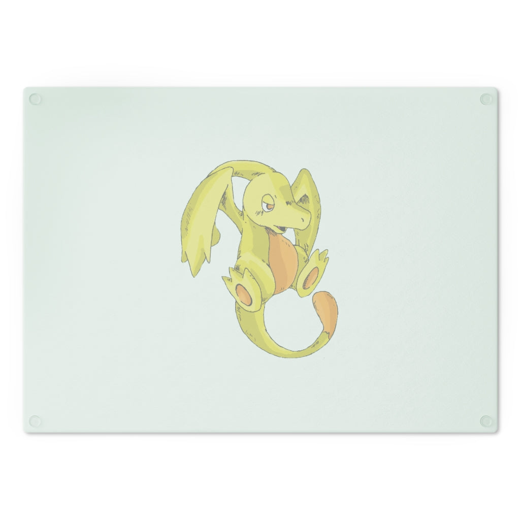 Lighender Cutting Board made of tempered glass with rubber dots for stability, showcasing a personalized design.