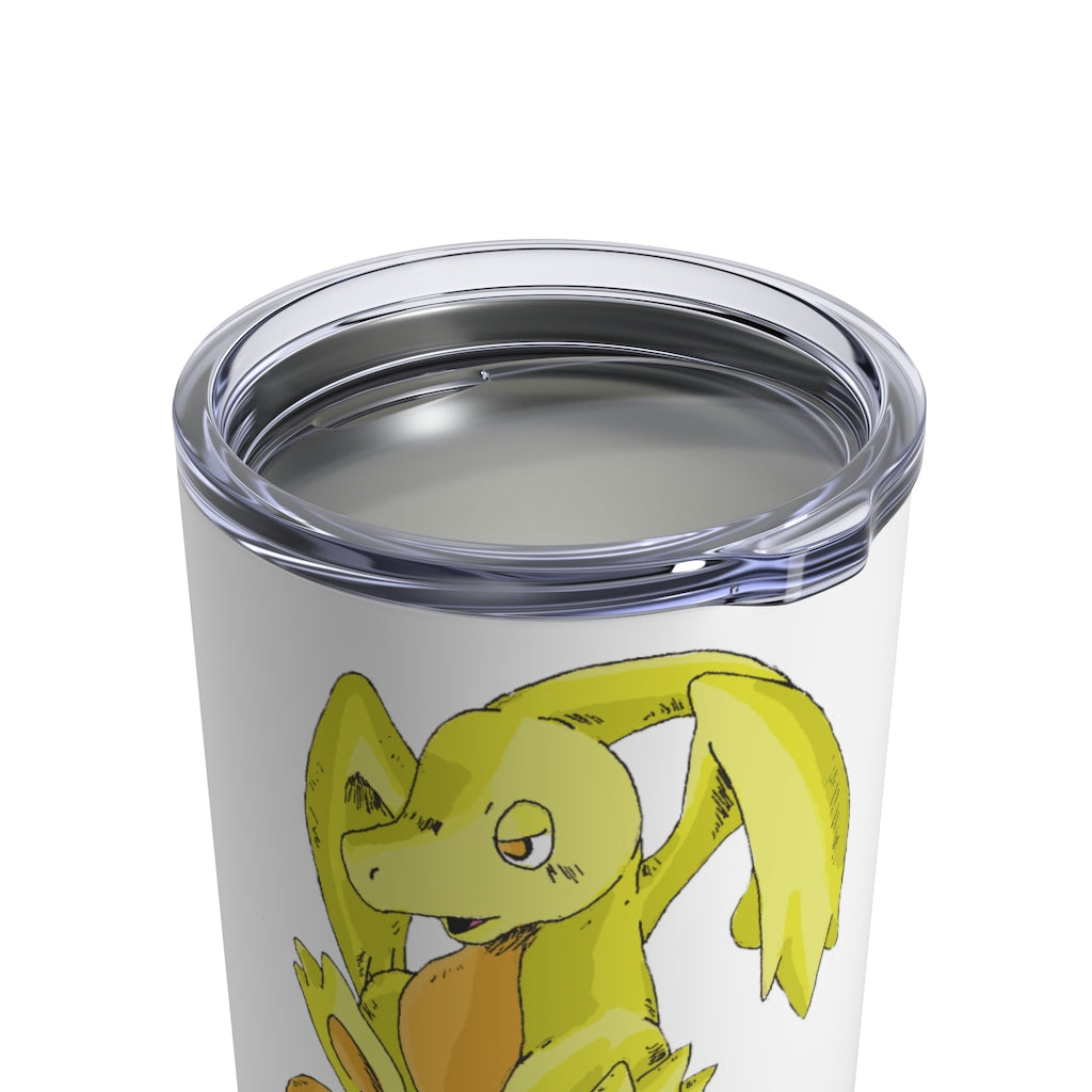 Lighender Tumbler 10oz in stainless steel with a see-thru plastic lid, showcasing its sleek design and rounded corners.