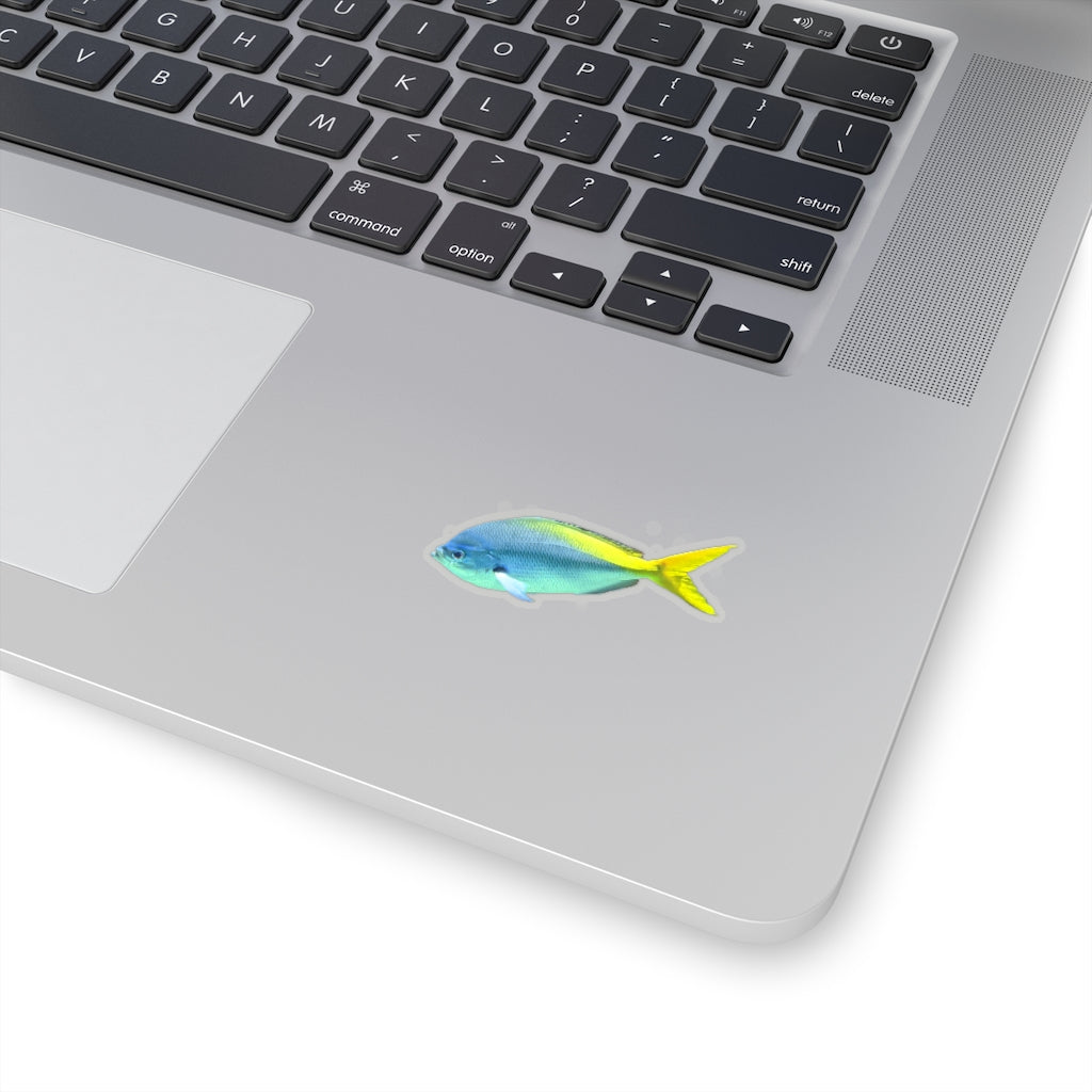 Light Blue and Yellow Fish Kiss-Cut Stickers showcasing vibrant colors and intricate designs, perfect for creative projects.