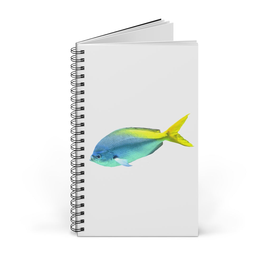 Light Blue and Yellow Fish Spiral Journal featuring a vibrant fish design on the cover, with spiral binding and 80 single pages.