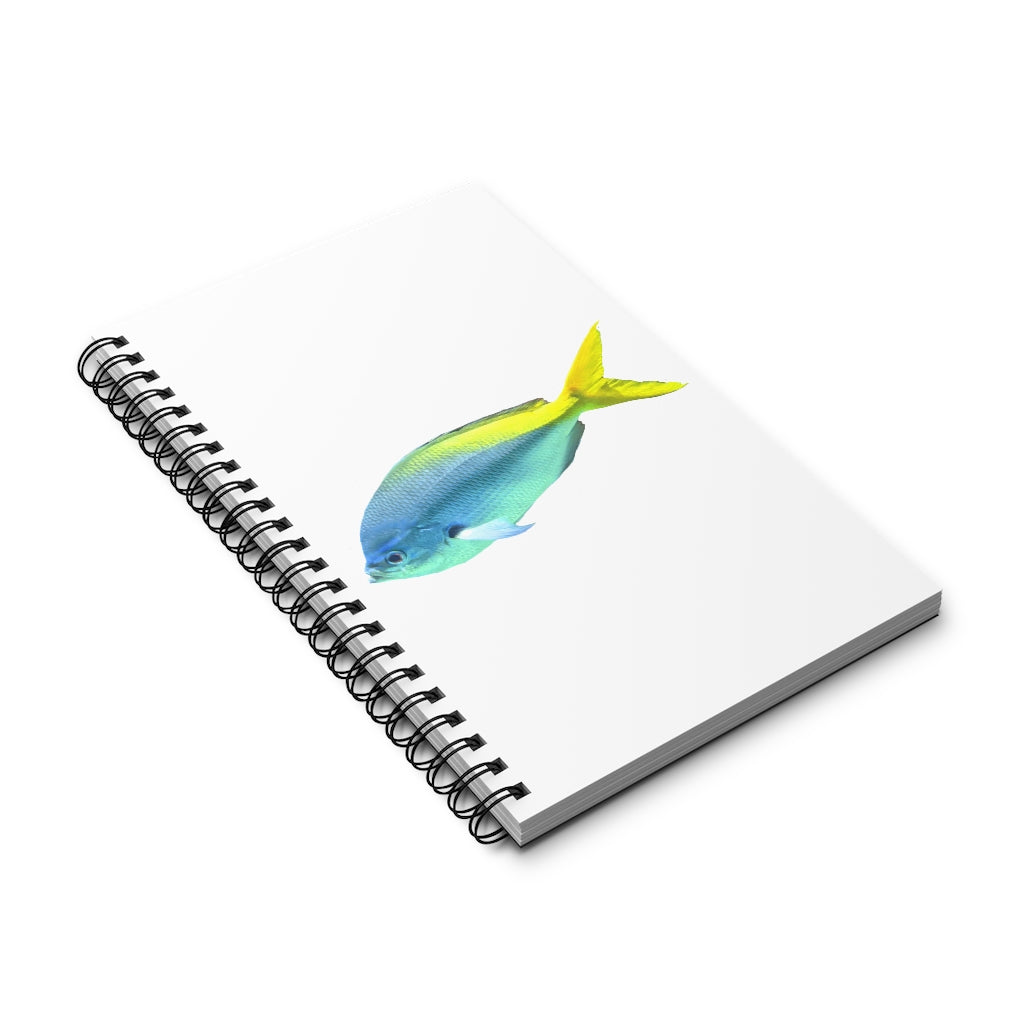 Light Blue and Yellow Fish Spiral Journal featuring a vibrant fish design on the cover, with spiral binding and 80 single pages.