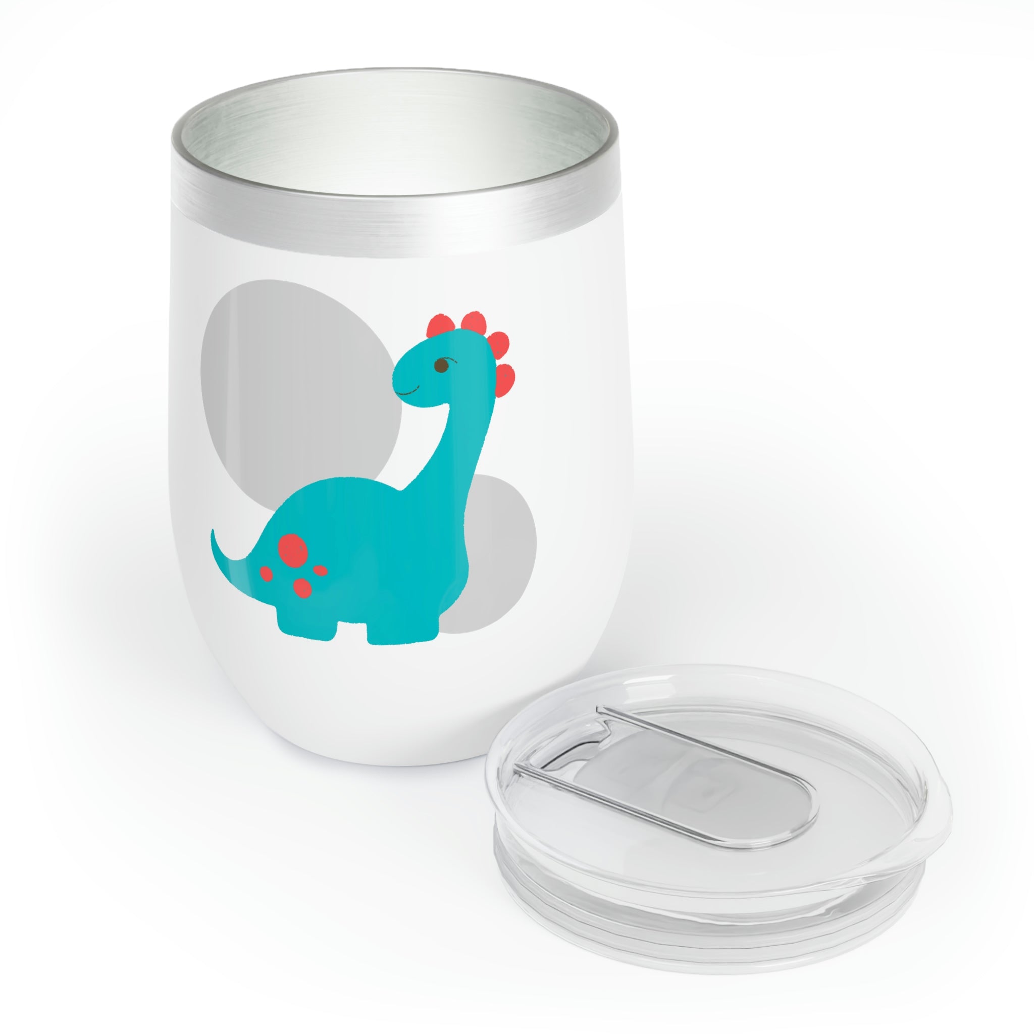 Light blue long neck dinosaur wine tumbler with double insulation and stainless steel design, perfect for keeping drinks at the right temperature.