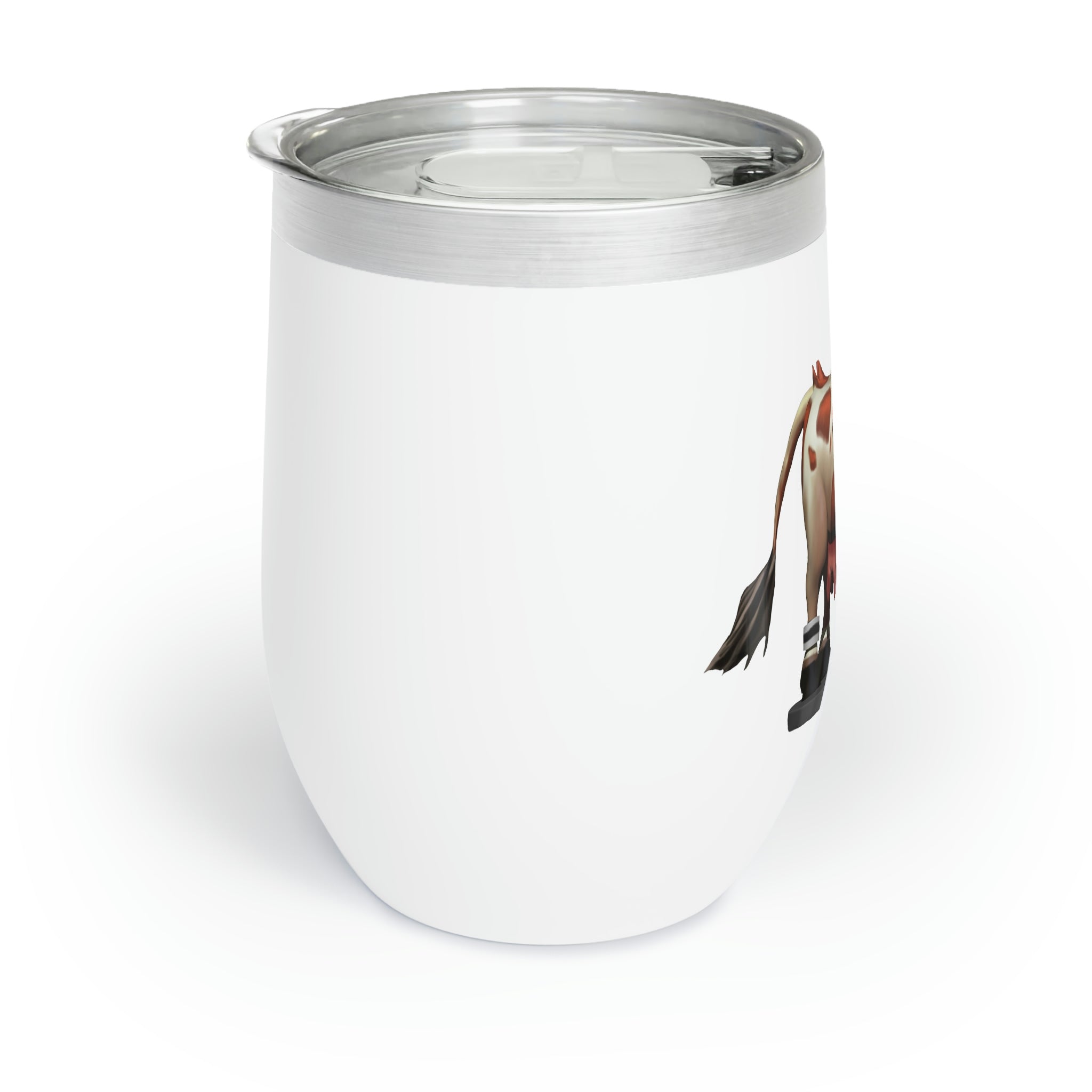 Light Brown Cow Chill Wine Tumbler with double-insulated walls and a stylish design, perfect for wine lovers.