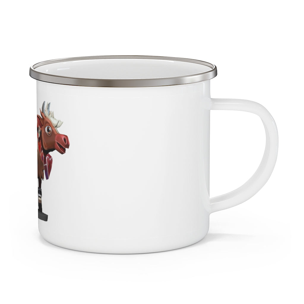 Light Brown Cow Enamel Camping Mug with a stylish design, perfect for outdoor adventures and personalized printing.