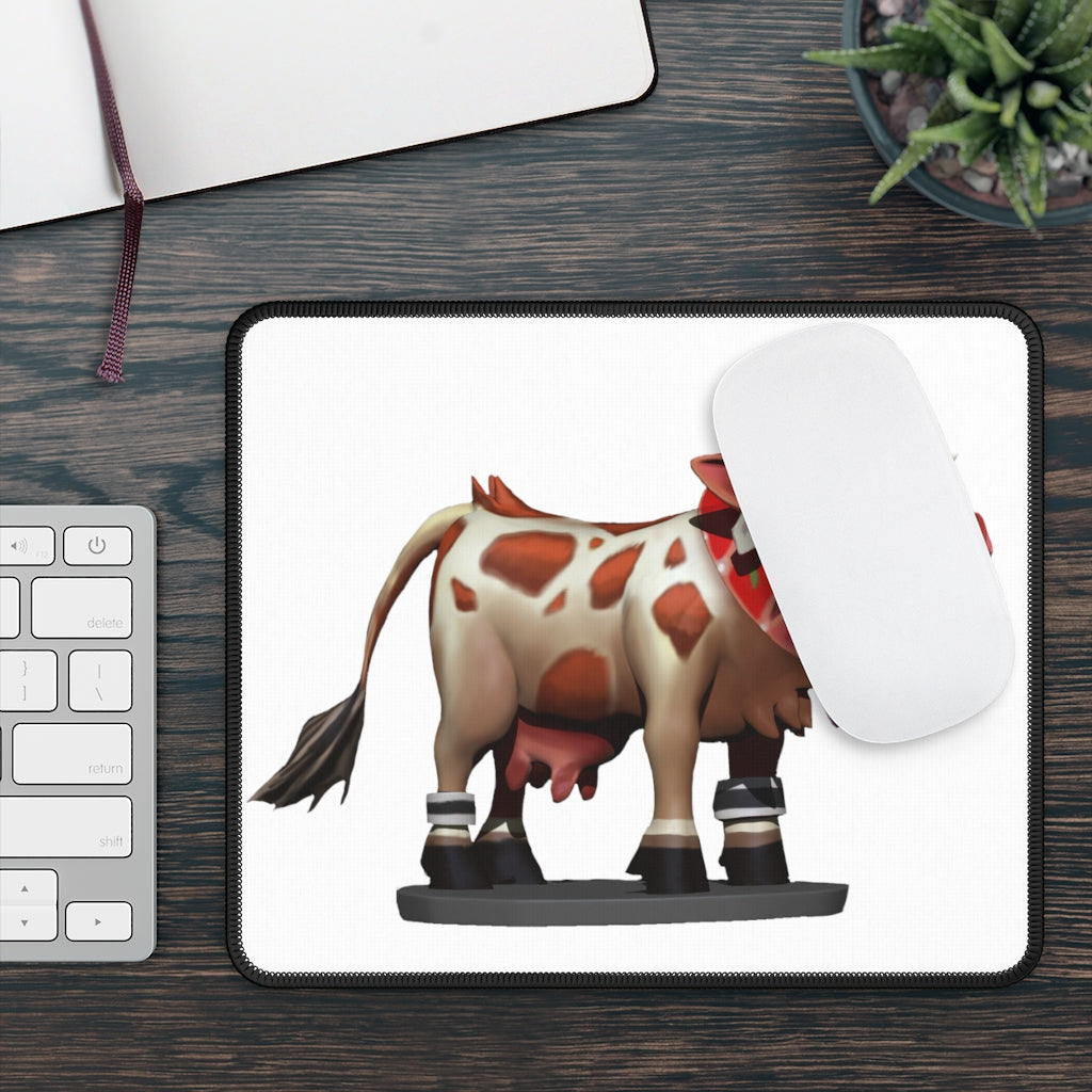 Light Brown Cow Gaming Mouse Pad with stitched edges and vibrant design, measuring 9x7 inches.