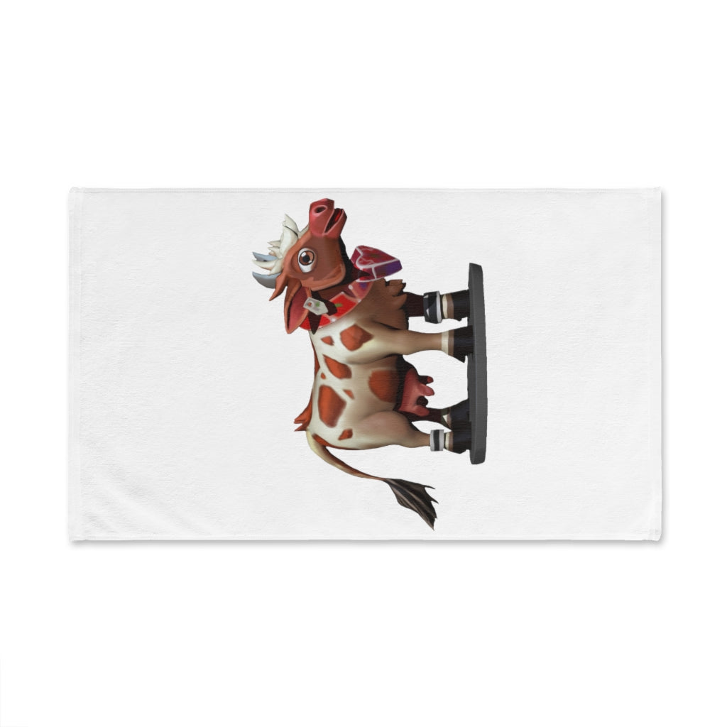 Light Brown Cow Hand Towel featuring a soft polyester front and cotton back, ideal for bathroom decor.