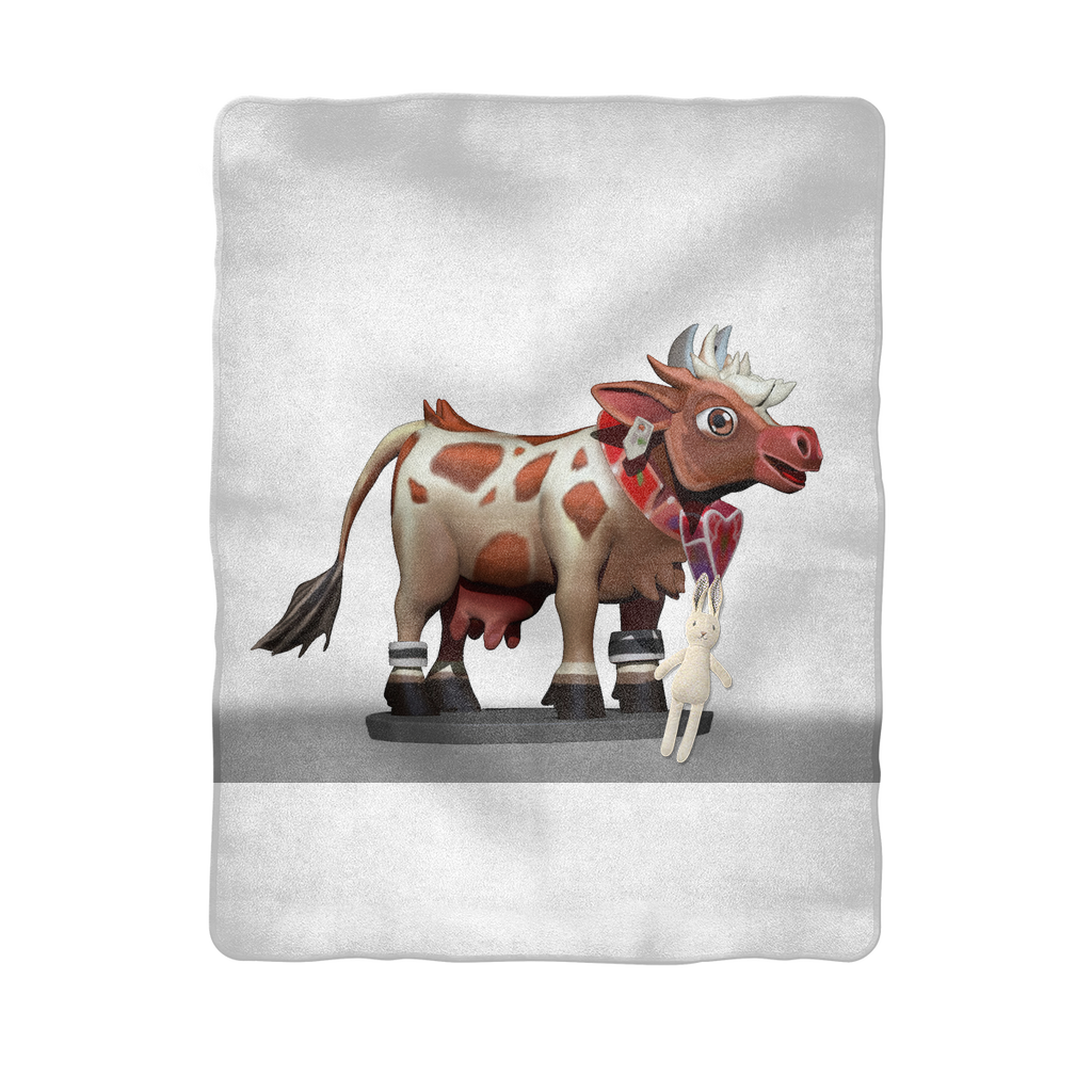 Light Brown Cow Sublimation Baby Blanket made from soft polar fleece, featuring a charming cow design on a cozy fabric.