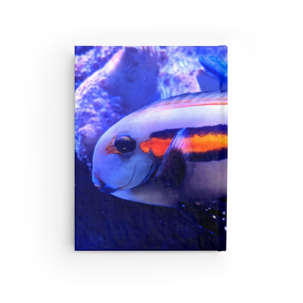 Light White Fish Journal with ruled line pages and vibrant wraparound print, showcasing its durable hardcover design.