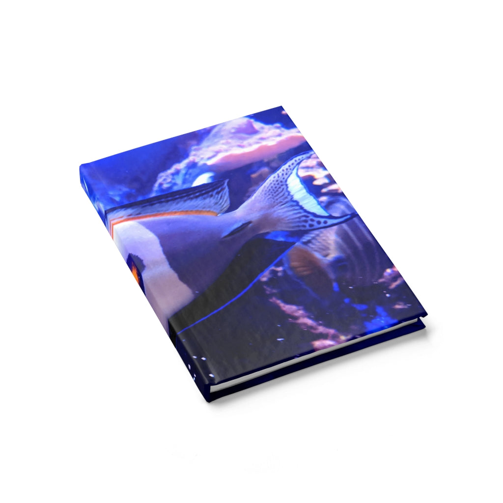 Light White Fish Journal with ruled line pages and vibrant wraparound print, showcasing its durable hardcover design.