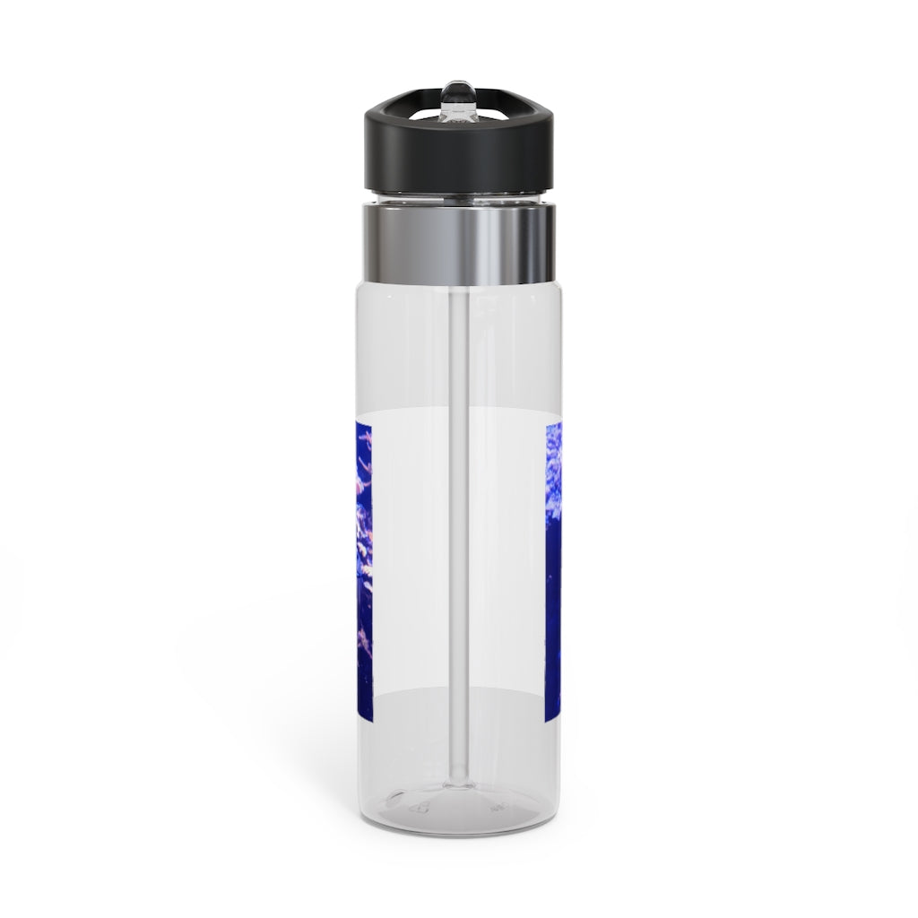 Light White Fish Kensington Tritan™ Sport Bottle, 20oz, featuring a screw-on lid, straw, and carabiner hook for easy attachment.