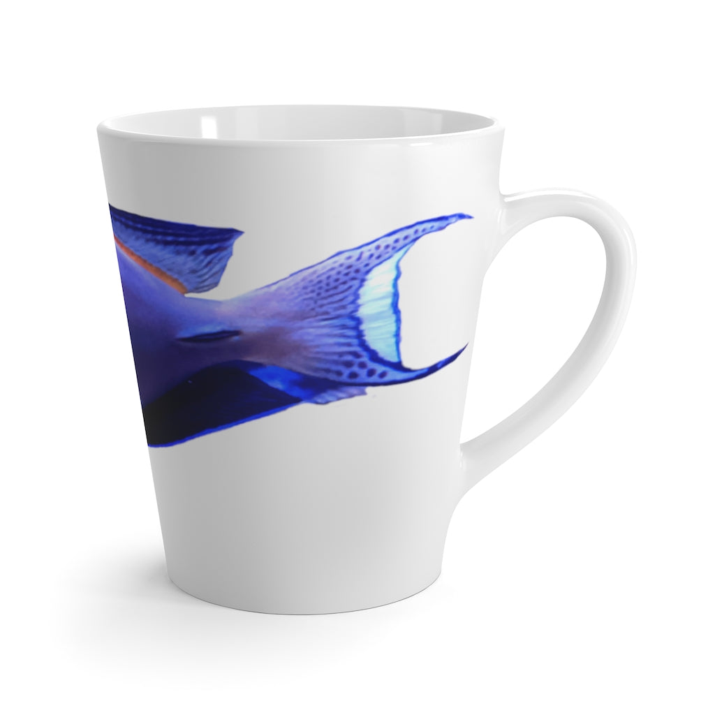 Light White Fish Latte Mug with rounded corners and C-handle, perfect for coffee lovers.