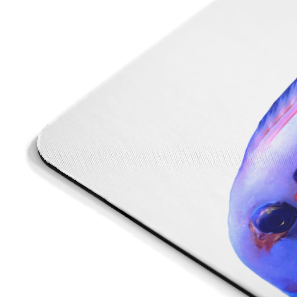 Light White Fish Mouse Pad featuring a vibrant fish design on a smooth surface, ideal for enhancing desk decor.