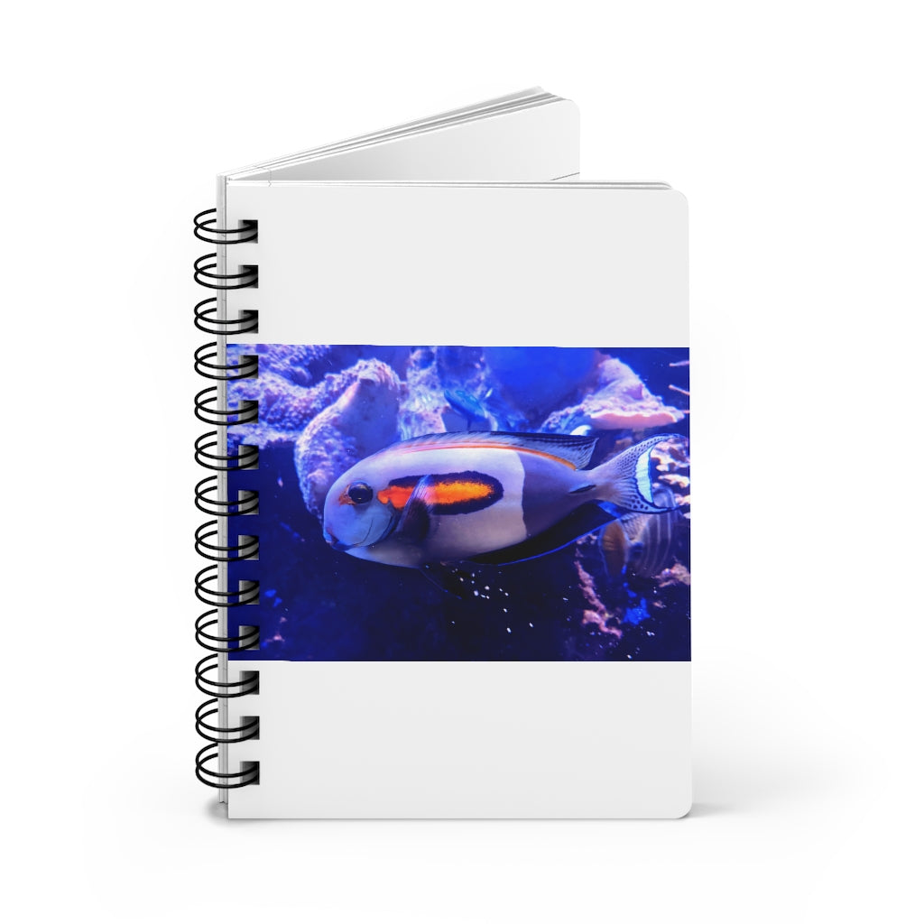 Light White Fish Spiral Bound Journal with glossy cover and lined pages, perfect for writing and personalization.