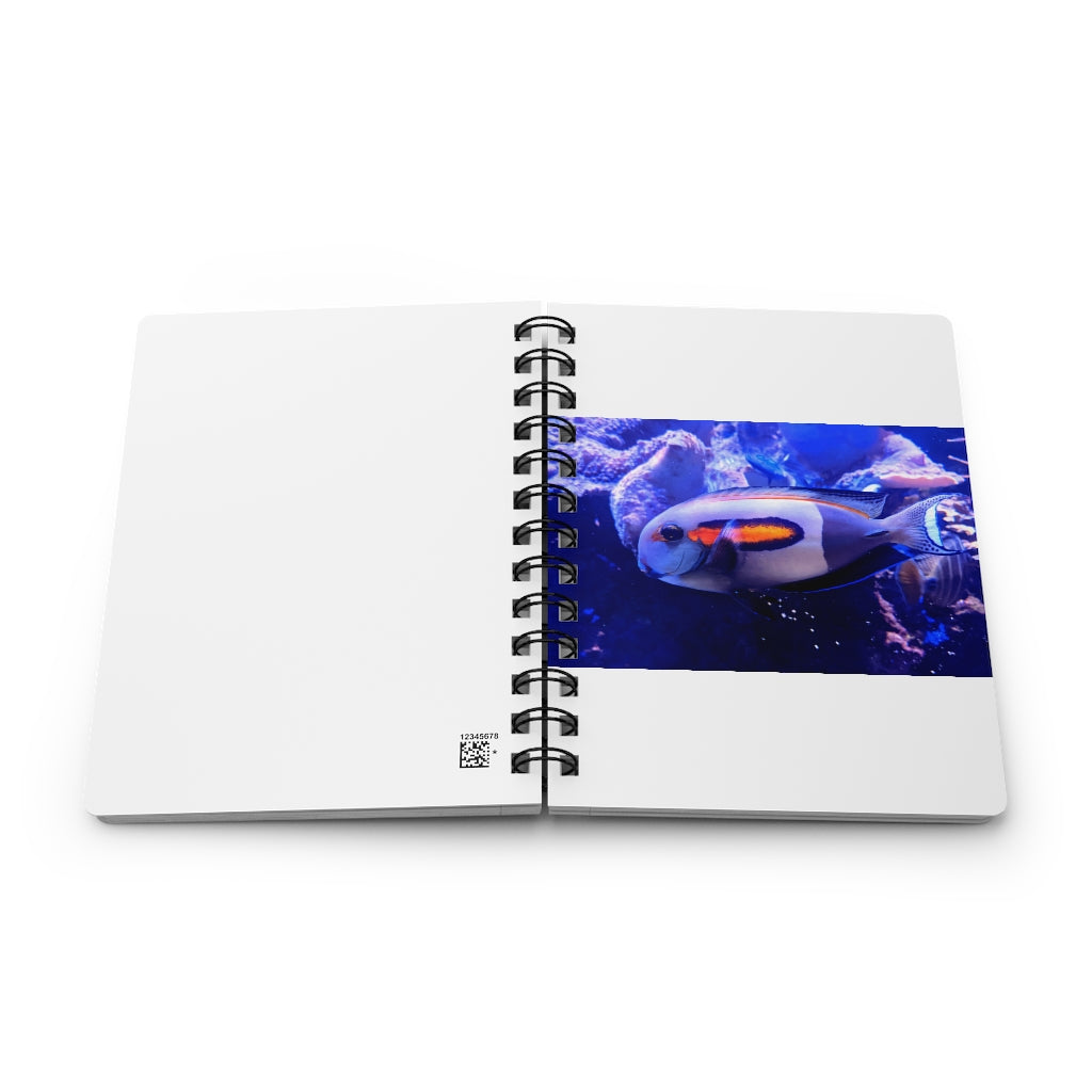 Light White Fish Spiral Bound Journal with glossy cover and lined pages, perfect for writing and personalization.