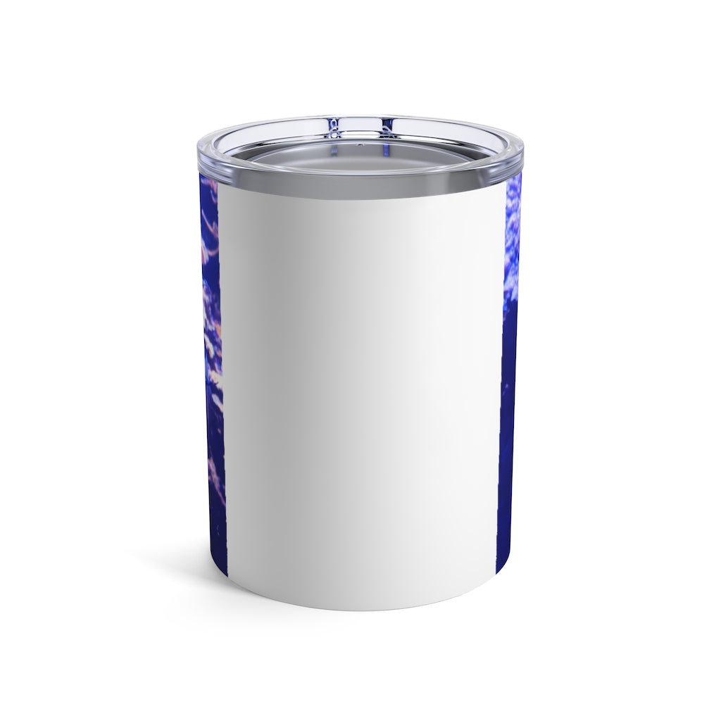 Light White Fish Tumbler 10oz made of stainless steel with rounded corners and a see-thru plastic lid, perfect for stylish beverage enjoyment.